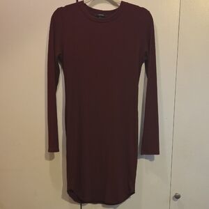 Forever 21 Burgundy Long Sleeve Sheath Dress